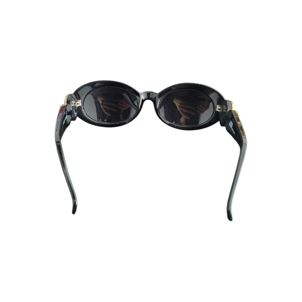 Vintage Rare 1990s Gianni Versace Gold Medusa Black Oval Sunglasses - Picture 4 of 12